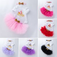 Birthday Cute Letter Printing Cotton Girls Clothing Sets main image 2