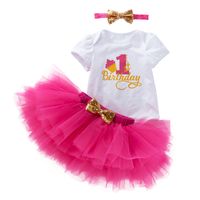 Birthday Cute Letter Printing Cotton Girls Clothing Sets main image 6