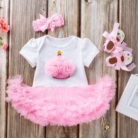 Birthday Fashion Letter Patchwork Cotton Girls Clothing Sets main image 3