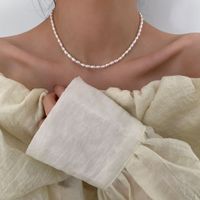 Baroque Style Solid Color Freshwater Pearl Copper Beaded Necklace sku image 1