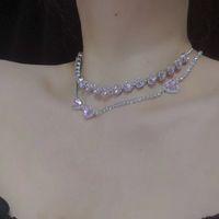 1 Piece Fashion Heart Shape Rhinestone Chain Inlay Zircon Women's Necklace main image 5
