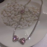 1 Piece Fashion Heart Shape Rhinestone Chain Inlay Zircon Women's Necklace sku image 1