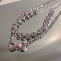1 Piece Fashion Heart Shape Rhinestone Chain Inlay Zircon Women's Necklace main image 3