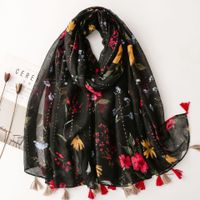 Women's Fashion Flower Voile Polyester Winter Scarves main image 1