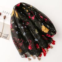 Women's Fashion Flower Voile Polyester Winter Scarves main image 2