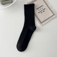 Women's Fashion Solid Color Nylon Cotton Crew Socks A Pair sku image 1