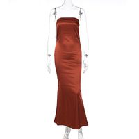 Women's A-line Skirt Fashion Boat Neck Patchwork Backless Sleeveless Solid Color Maxi Long Dress Street sku image 14
