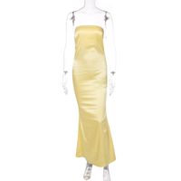 Women's A-line Skirt Fashion Boat Neck Patchwork Backless Sleeveless Solid Color Maxi Long Dress Street sku image 13