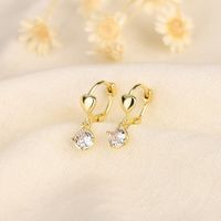 Fashion Heart Shape Copper Plating Zircon Earrings 1 Pair sku image 1