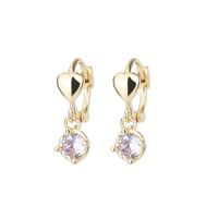 Fashion Heart Shape Copper Plating Zircon Earrings 1 Pair main image 4