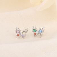 Sweet Butterfly Copper Plating Zircon Ear Studs 1 Pair sku image 1