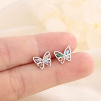 Sweet Butterfly Copper Plating Zircon Ear Studs 1 Pair main image 1