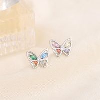 Sweet Butterfly Copper Plating Zircon Ear Studs 1 Pair main image 2