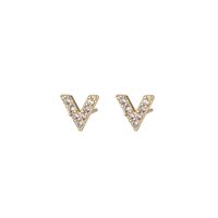 Fashion Letter Copper Inlay Zircon Ear Studs 1 Pair main image 3