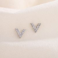 Fashion Letter Copper Inlay Zircon Ear Studs 1 Pair main image 2