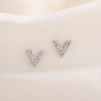 Mode Lettre Le Cuivre Incruster Zircon Boucles D'oreilles 1 Paire main image 2