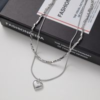 Original Design Heart Shape Titanium Steel Plating Necklace 1 Piece main image 1
