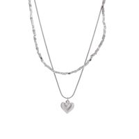 Original Design Heart Shape Titanium Steel Plating Necklace 1 Piece main image 4