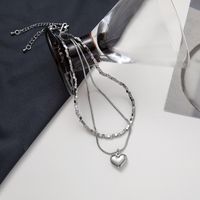 Original Design Heart Shape Titanium Steel Plating Necklace 1 Piece main image 2