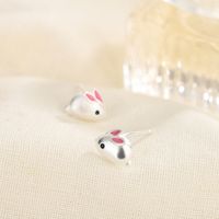 Cute Rabbit Copper Enamel Ear Studs 1 Pair main image 5