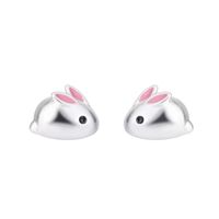 Cute Rabbit Copper Enamel Ear Studs 1 Pair main image 2