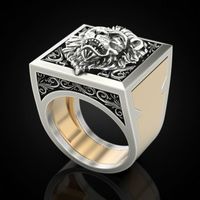 1 Piece Retro Lion Alloy Stoving Varnish Men's Rings main image 5