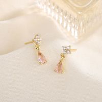 Elegant Water Droplets Copper Plating Zircon Drop Earrings 1 Pair main image 4