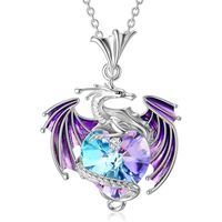 1 Piece Fashion Heart Shape Dragon Alloy Plating Inlay Artificial Gemstones Women's Pendant Necklace main image 4