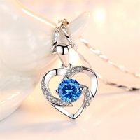 Fashion Heart Shape Copper Rhinestones Pendant Necklace In Bulk main image 5