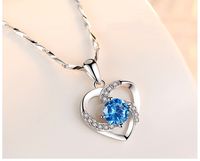 Fashion Heart Shape Copper Rhinestones Pendant Necklace In Bulk main image 4