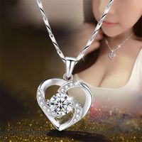 Fashion Heart Shape Copper Rhinestones Pendant Necklace In Bulk main image 1