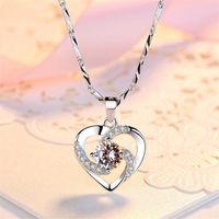 Fashion Heart Shape Copper Rhinestones Pendant Necklace In Bulk main image 3