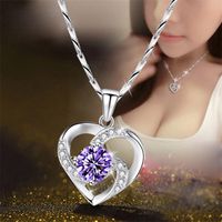 Fashion Heart Shape Copper Rhinestones Pendant Necklace In Bulk main image 2