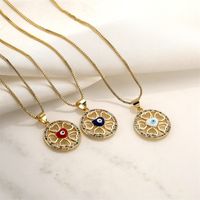 Streetwear Flower Copper Enamel Plating Inlay Zircon Gold Plated Pendant Necklace main image 1
