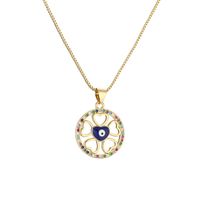 Streetwear Flower Copper Enamel Plating Inlay Zircon Gold Plated Pendant Necklace main image 4