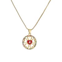 Streetwear Flower Copper Enamel Plating Inlay Zircon Gold Plated Pendant Necklace main image 5