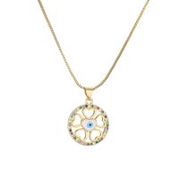 Streetwear Flower Copper Enamel Plating Inlay Zircon Gold Plated Pendant Necklace sku image 3