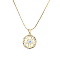 Streetwear Flower Copper Enamel Plating Inlay Zircon Gold Plated Pendant Necklace main image 6