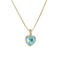 Fashion Heart Shape Butterfly Copper Enamel Plating Inlay Zircon Pendant Necklace 1 Piece main image 2