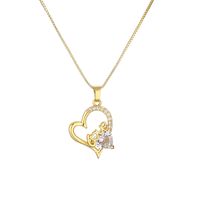Fashion Heart Shape Butterfly Copper Enamel Plating Inlay Zircon Pendant Necklace 1 Piece main image 3