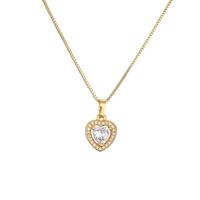 Fashion Heart Shape Butterfly Copper Enamel Plating Inlay Zircon Pendant Necklace 1 Piece main image 4