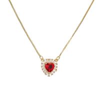 Fashion Heart Shape Wine Glass Copper Enamel Plating Inlay Zircon Pendant Necklace 1 Piece main image 4