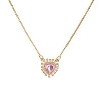 Fashion Heart Shape Wine Glass Copper Enamel Plating Inlay Zircon Pendant Necklace 1 Piece sku image 2