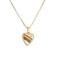 Fashion Rainbow Star Heart Shape Copper Enamel Inlay Zircon Pendant Necklace 1 Piece sku image 7