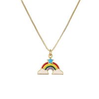 Fashion Rainbow Star Heart Shape Copper Enamel Inlay Zircon Pendant Necklace 1 Piece sku image 5