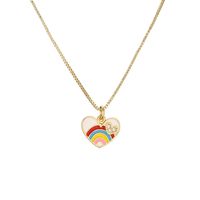Fashion Rainbow Star Heart Shape Copper Enamel Inlay Zircon Pendant Necklace 1 Piece sku image 1