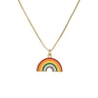 Fashion Rainbow Star Heart Shape Copper Enamel Inlay Zircon Pendant Necklace 1 Piece sku image 3