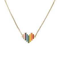 Fashion Rainbow Star Heart Shape Copper Enamel Inlay Zircon Pendant Necklace 1 Piece sku image 4