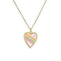 Fashion Rainbow Star Heart Shape Copper Enamel Inlay Zircon Pendant Necklace 1 Piece sku image 2