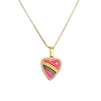 Fashion Rainbow Star Heart Shape Copper Enamel Inlay Zircon Pendant Necklace 1 Piece sku image 6